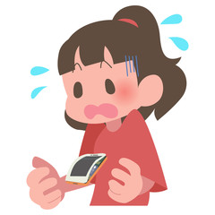 スマートフォン　バッテリー　膨張　女性　慌てる