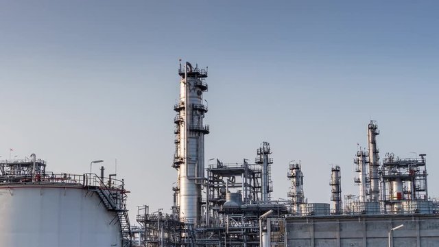 Time lapse of oil refinery petrochemical industry plant at day time