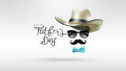 Happy Father’s Day greeting card, banner design with lettering, typography or Calligraphy in three-dimensional style