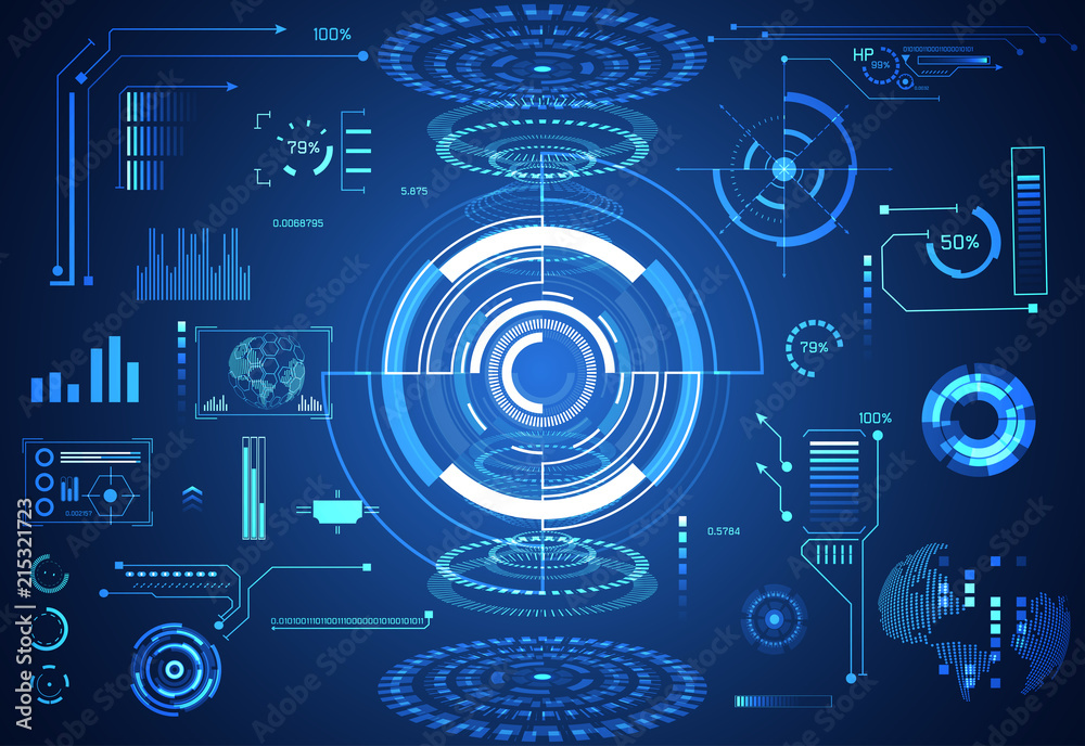 Poster abstract technology ui futuristic concept hud interface hologram elements of digital data chart, com