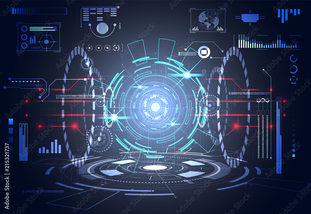 Poster abstract technology ui futuristic concept hud interface hologram elements of digital data chart, com