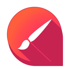 ikona z długim cieniem na tle strzałki pinezki