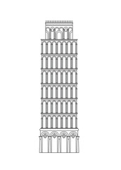 Tower of Pisa outline icon on white background, vector eps10 illustration