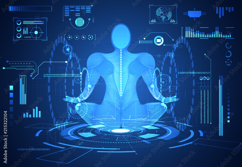 Wall mural abstract technology ui futuristic concept human body hud interface hologram elements of digital data