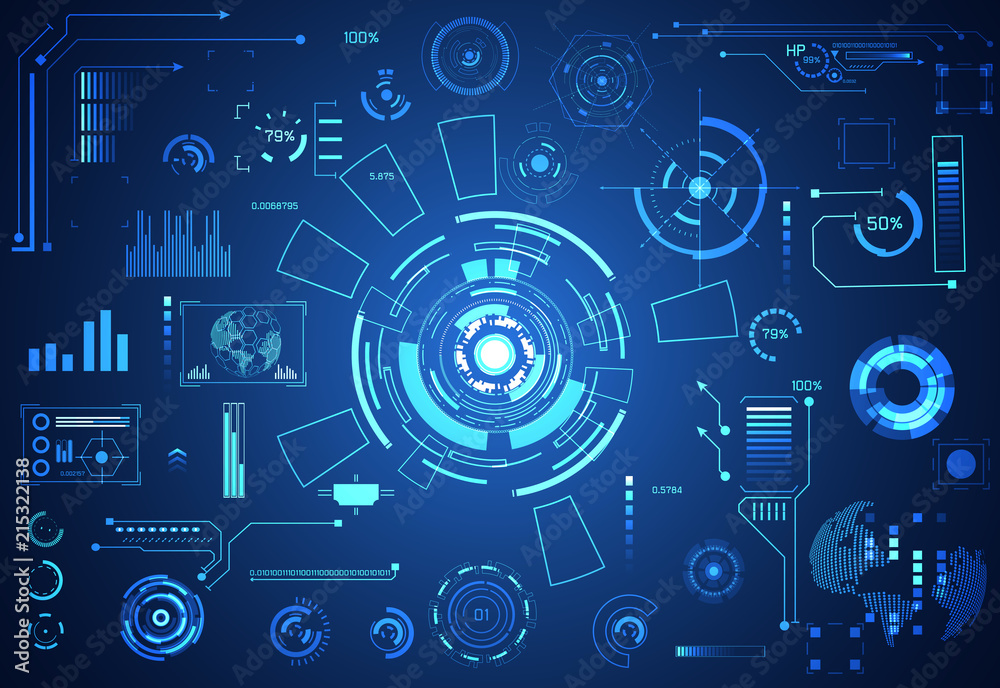 Poster abstract technology ui futuristic concept hud interface hologram elements of digital data chart, com