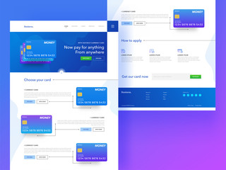 Fototapeta na wymiar Responsive landing page or banner design with illustration of credit or debit card for online payment concept.