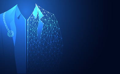Abstract health medical science consist doctor digital technology concept modern future,Treatment,medicine on hi tech future blue background. for template, web design or presentation.