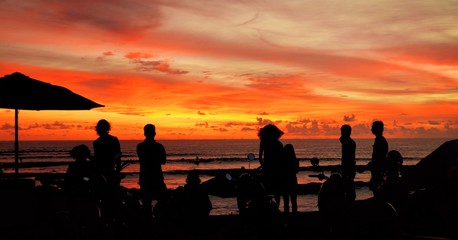 Fototapeta na wymiar Hipster Beach Sunsette Silhouette