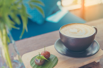  Latte Coffee art in brown cup