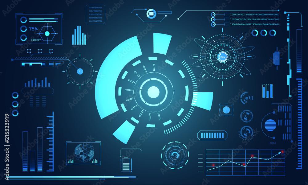 Poster abstract technology ui futuristic concept hud interface hologram elements of digital data chart, com