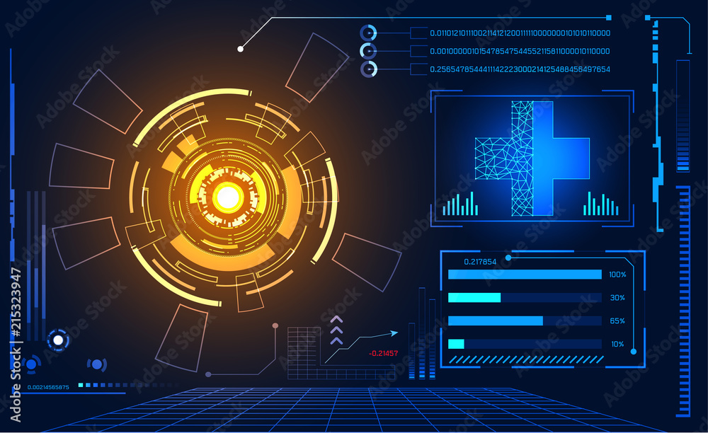 Poster abstract technology ui futuristic concept hud interface hologram elements of digital data chart, com