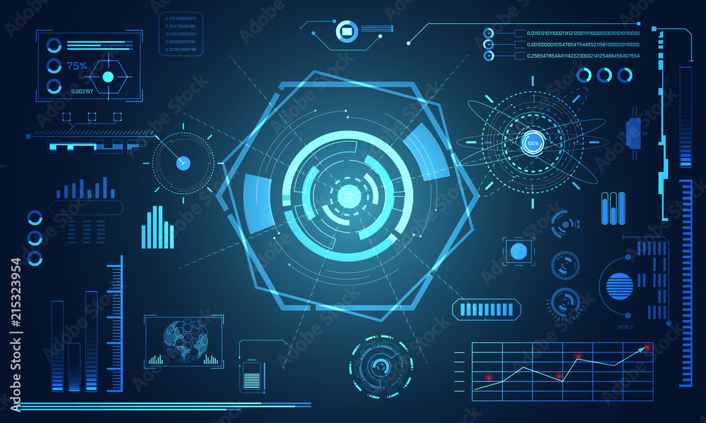 Poster abstract technology ui futuristic concept hud interface hologram elements of digital data chart, com