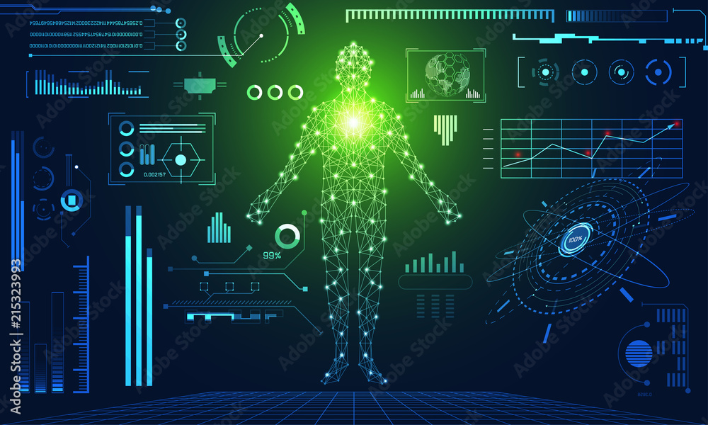 Poster abstract technology ui futuristic concept hud interface hologram elements of digital data chart, com