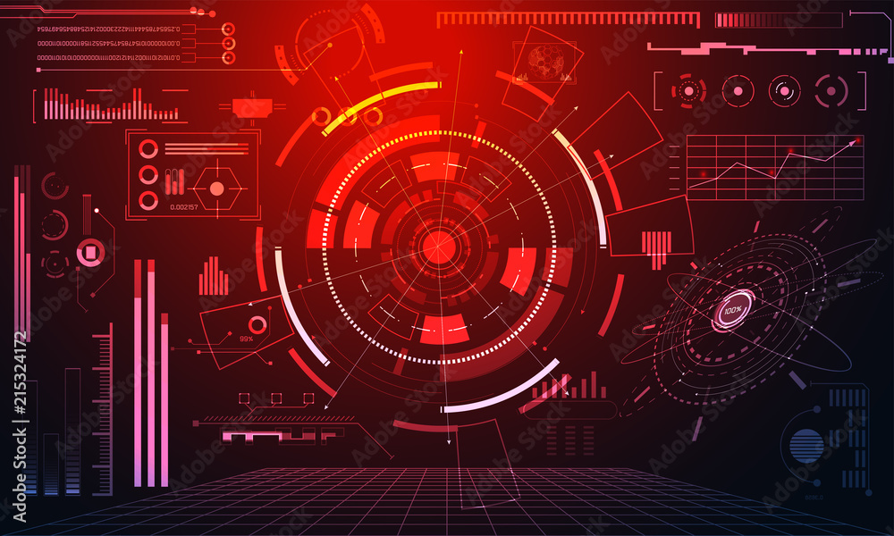 Poster abstract technology ui futuristic concept hud interface hologram elements of digital data chart, com