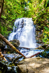 Whitecroft Falls, a waterfall on McGillivray Creek and a short hike from Sun Peaks Road near the town of Whitecroft in the Shuswap region of the Okanagen in British Columbia, Canada