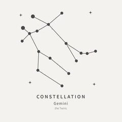 Obraz premium The Constellation Of Gemini. The Twins - linear icon. Vector illustration of the concept of astronomy.