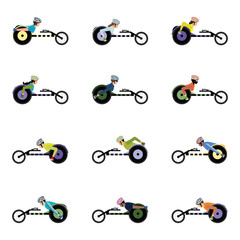 Obraz premium Male and female competition wheelchair in motion isolated on white