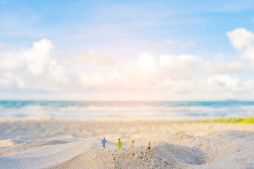Fototapeta na wymiar image of two runner on sand beach.