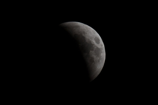 Lunar Eclipse: the phase of the moon obscured by the shadow of the planet Earth