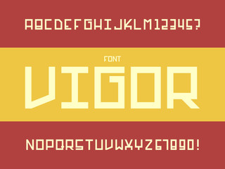 Vigor font. Vector alphabet 