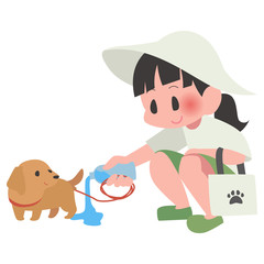 犬　ペット　散歩　掃除　女性