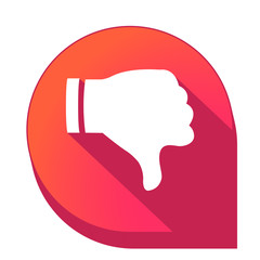 ikona z długim cieniem na tle strzałki pinezki