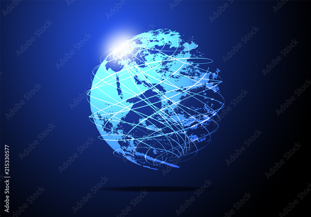 Poster abstract technology concept global network connection world and digital link global business connect