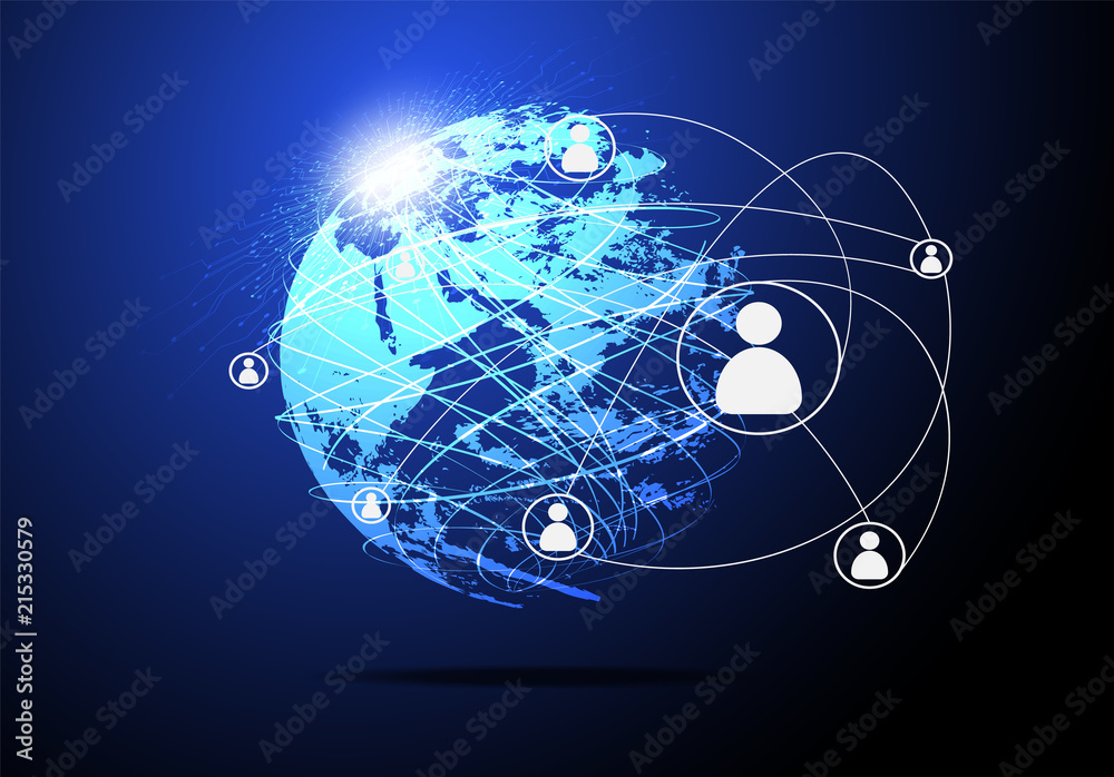 Poster abstract technology concept global network connection world and digital link global business connect