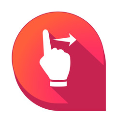 ikona z długim cieniem na tle strzałki pinezki