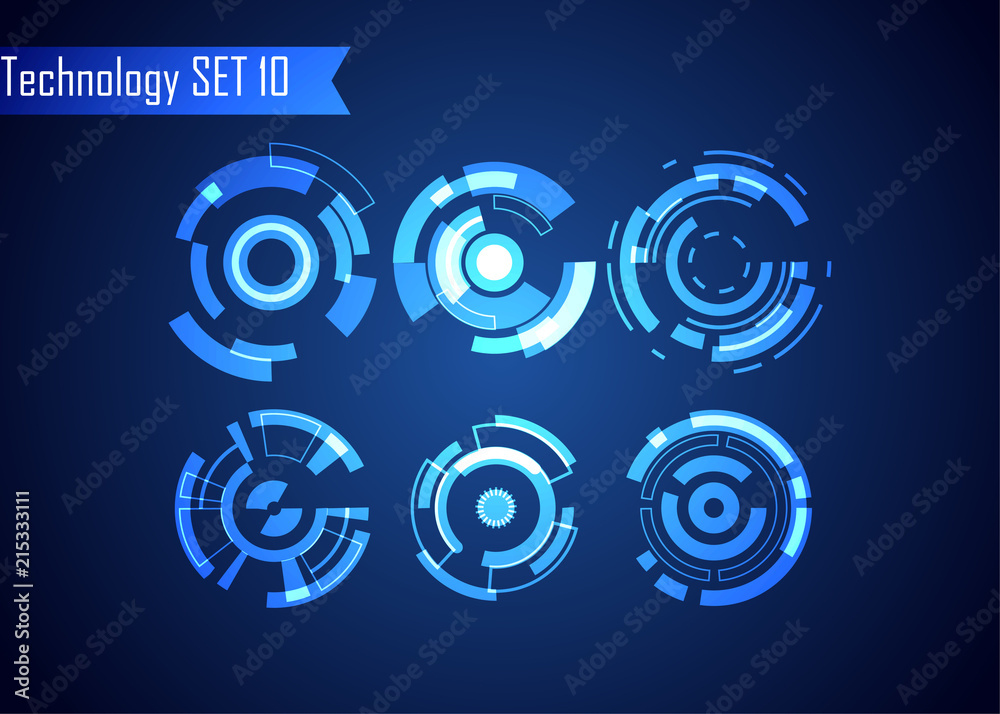 Poster set of circle abstract digital technology ui futuristic hud virtual interface elements sci- fi moder