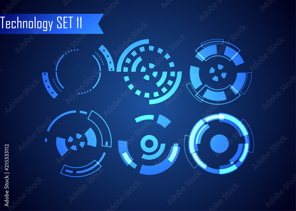 Poster set of circle abstract digital technology ui futuristic hud virtual interface elements sci- fi moder