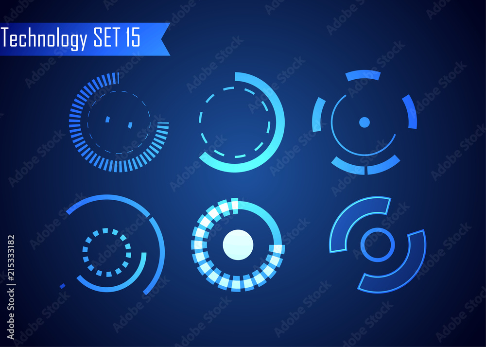 Poster set of circle abstract digital technology ui futuristic hud virtual interface elements sci- fi moder