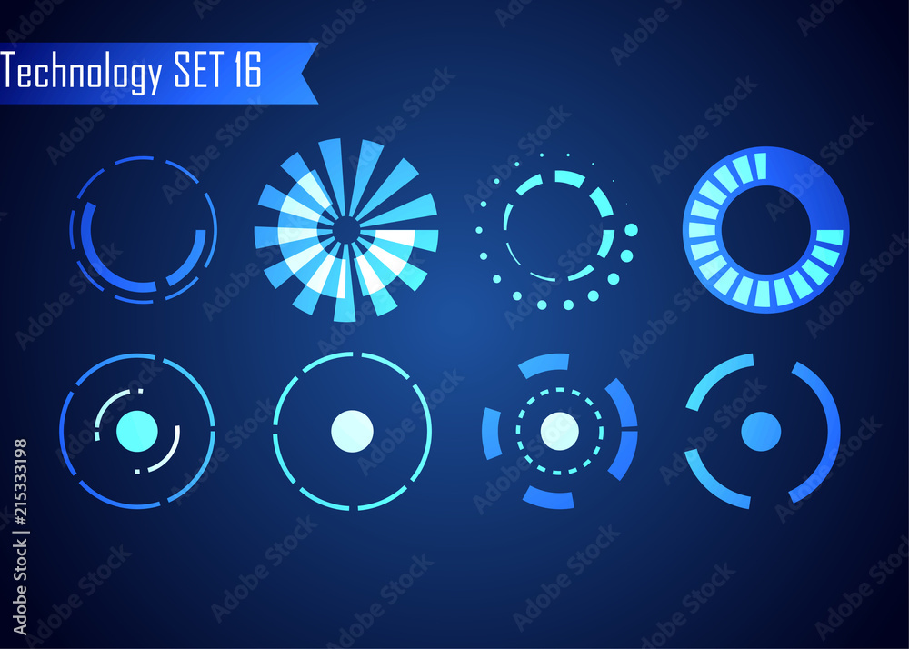 Poster set of circle abstract digital technology ui futuristic hud virtual interface elements sci- fi moder