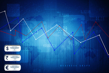 2d rendering Stock market online business concept. business Graph 