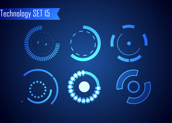 Set of Circle Abstract Digital Technology UI Futuristic HUD Virtual Interface Elements Sci- Fi Modern User For Graphic Motion, Theme Technology, Game Control,  Elements of Background Hi-tech or Design