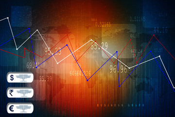 2d rendering Stock market online business concept. business Graph 