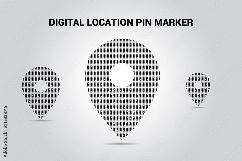 Poster multiple location pin marker signage pixel style: gps technology concept
