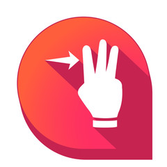 ikona z długim cieniem na tle strzałki pinezki