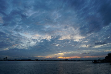 cloudy sky sea dawn sunset background