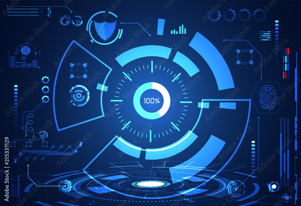 Poster abstract technology ui futuristic concept hud interface hologram elements of digital data chart, com
