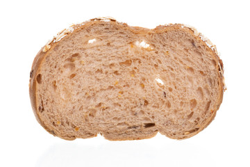Whole grain bread Cut over white background