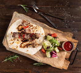 beef kebab with sauce