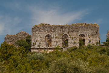 Fototapeta na wymiar Ruins of the ancient town Kaunos, Turkey