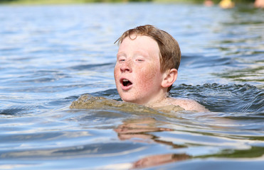 Boy play in water