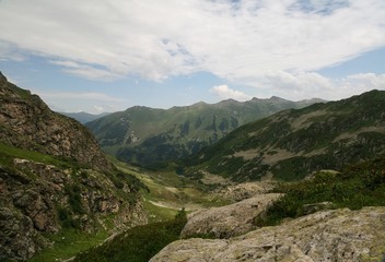 Fototapeta na wymiar The view of the mountains of Arkhyz.