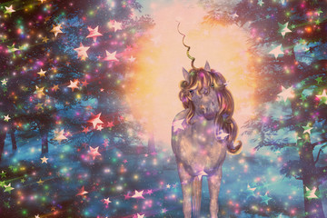 Unicorn in the starry forest © AnnaPa