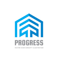 Progress - vector sign template concept illustration. arrow creative sign. Growth business trend symbol. Graphic design element.