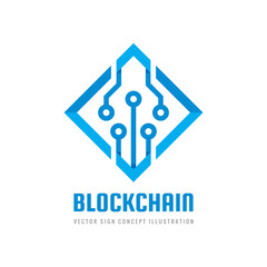 Blockchain - concept business logo template vector illustration. Future technology creative sign. Digital cryptocurrency icon. Computer electronic symbol. Graphic design element. 