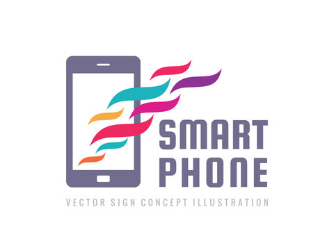 Smartphone vector logo template. Mobile phone creative sign. Modern technology insignia. Cellphone icon symbol. Design element
