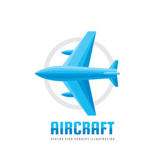 Aircraft - vector business logo template concept illustration in flat style. Airplane creative sign. Air transport abstract symbol. Graphic design element. 